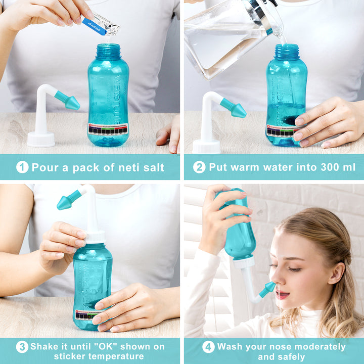 Nasal Irrigation Wash Bottle Sinus Rinse Cleaner With Salt Packets Nasal  Sprayer